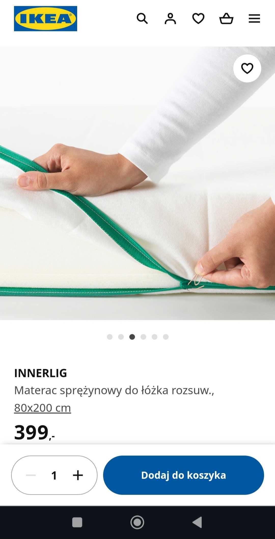 INNERLIG IKEA Materac sprężynowy, regulowany 80x200 cm