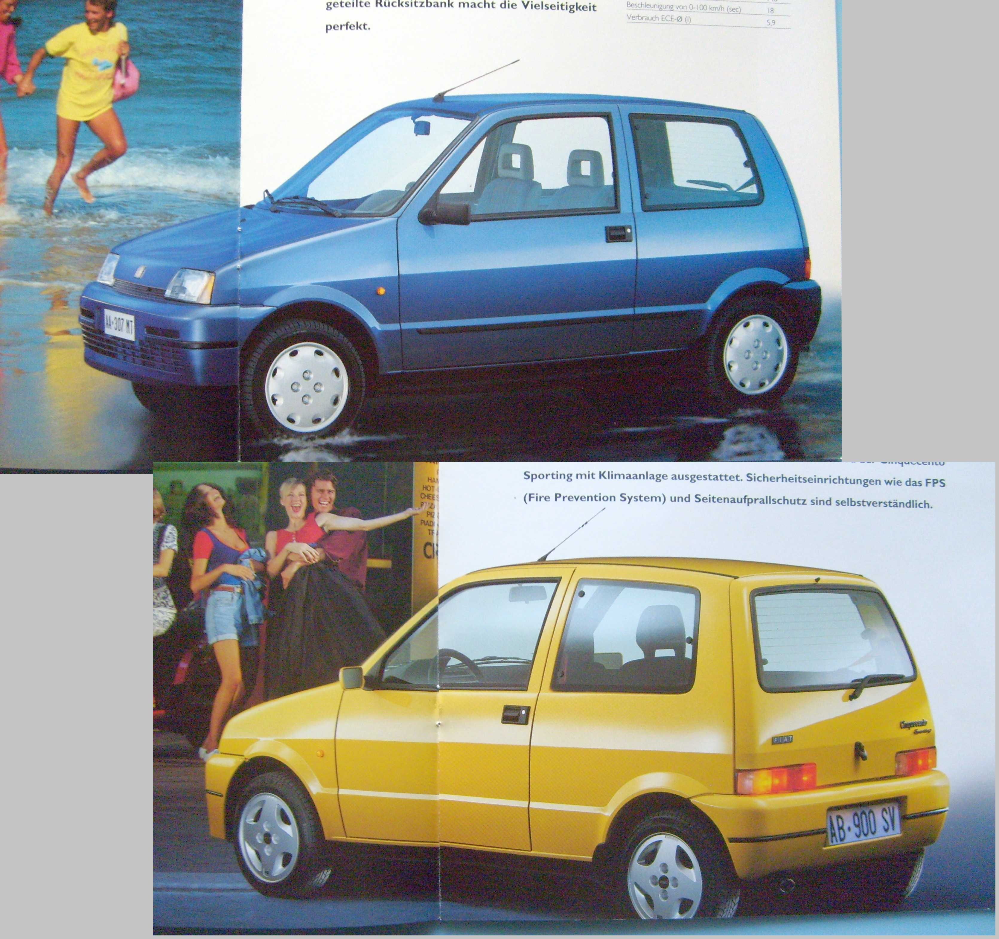 FSM FIAT Cinquecento S / SX / SPORTING *1995 prospekt 26 str. IDEAŁ
