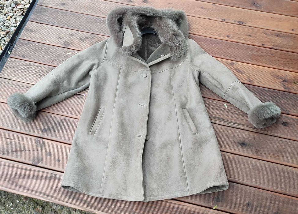 NOWY Damski kożuch ze skóry naturalnej z lisem z Podhala r 46/48 XXXXL