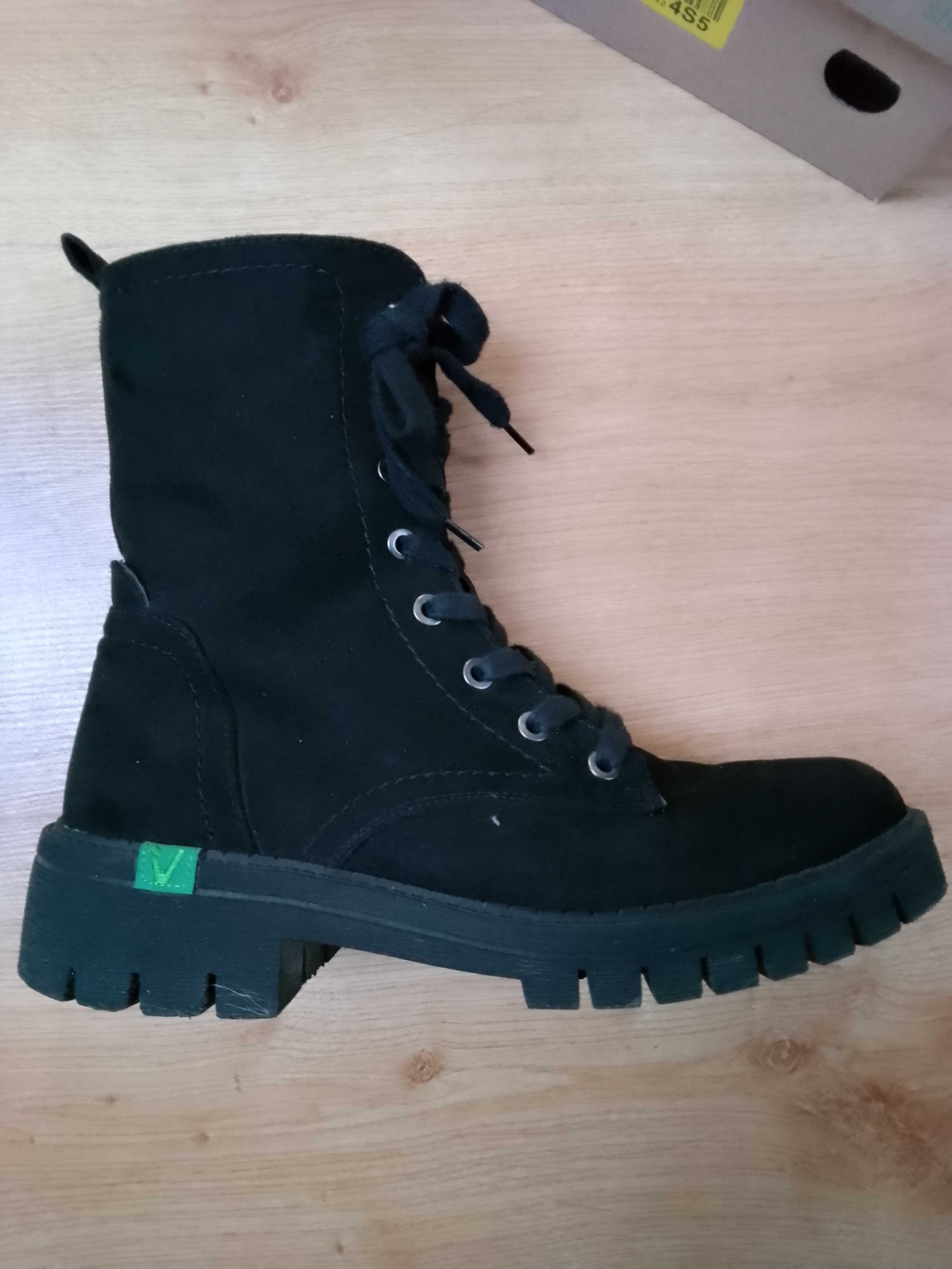 JANA botki VEGAN eko zamsz czarne 38 - 38,5
