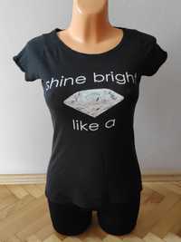 Czarny T-shirt z logo Shine bright like a diamond