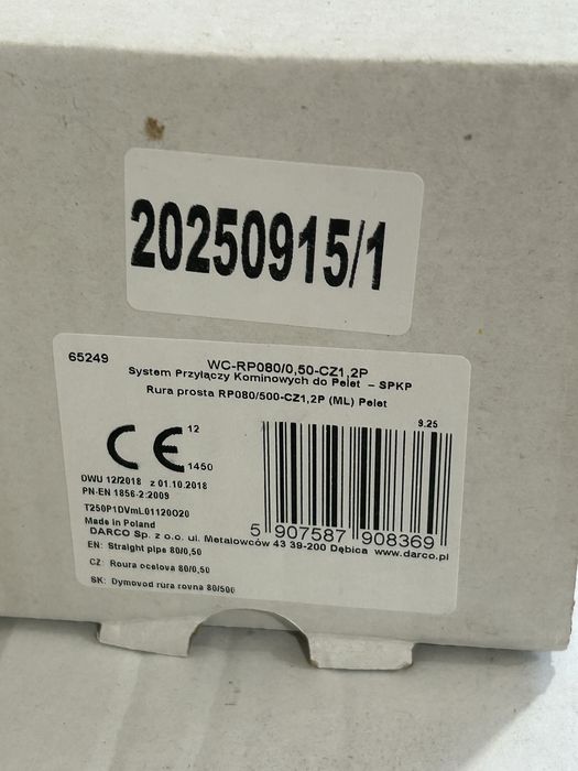 Rura kominowa do pieca na pellet fi80 0,5m Darco