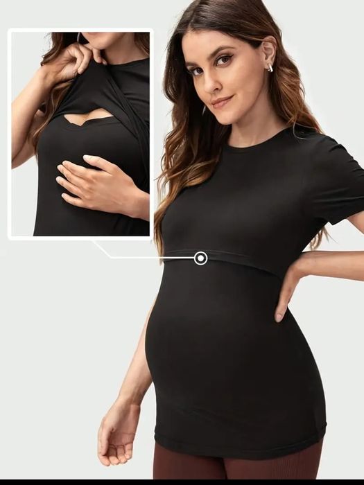 Czarna koszulka ciążowa i do karmienia s m L