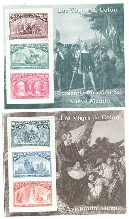 Filatelia: Cristovão Colombo. Sete blocos novos de Espanha e Rússia