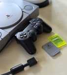 Sony PlayStation 1 psx zestaw pad dwie karty pamięci tv