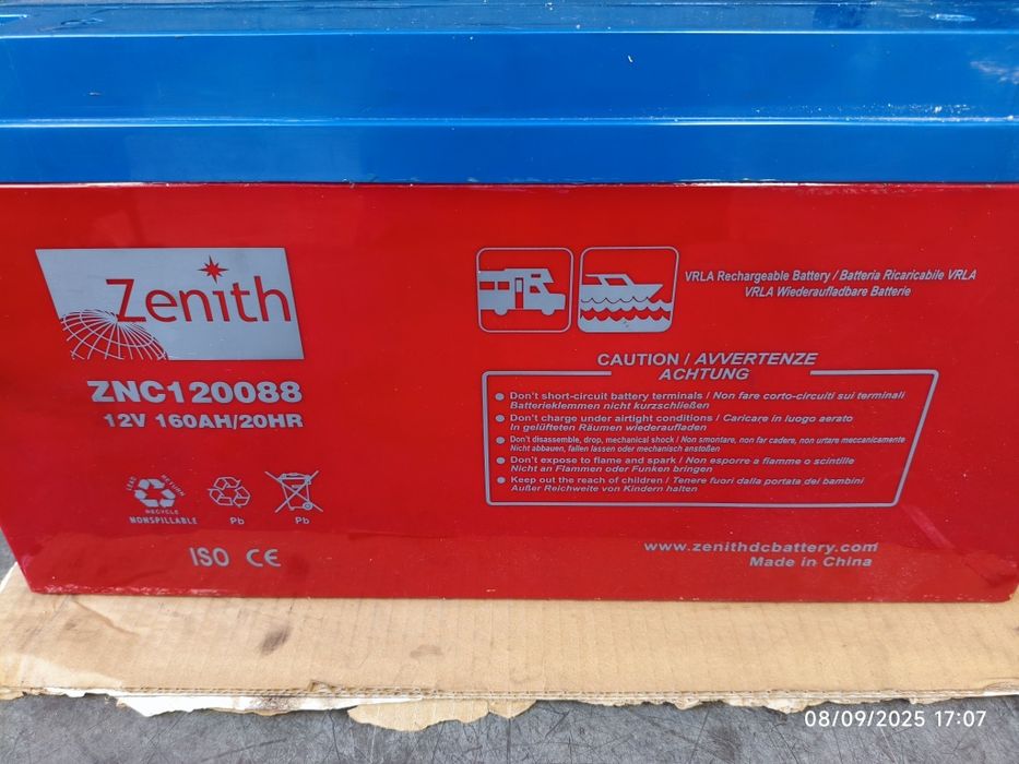 Bateria AGM 160Ah zenith autocaravana