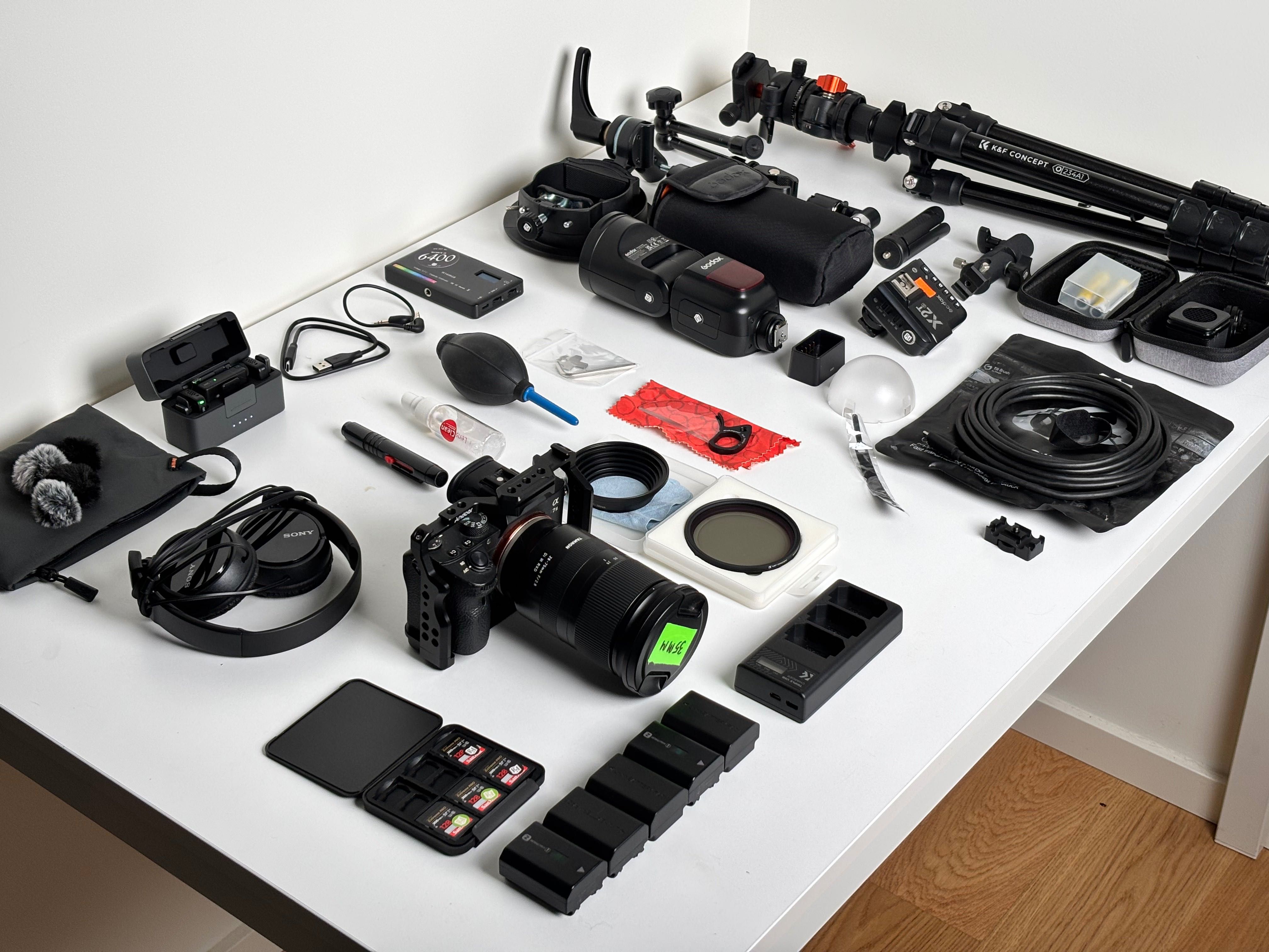 Kit Sony A7III + DJI Mic Mini + Godox V1 + ETC