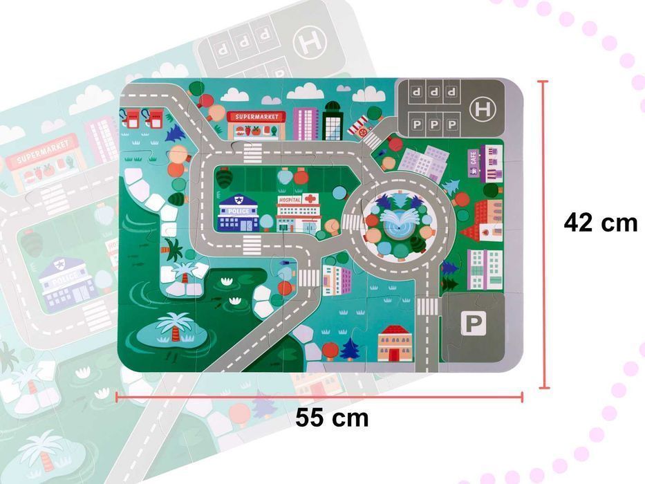 KLOCKI PUZZLE MIASTO z Drewna Edukacyjne Drewniane dla Dzieci 135EL