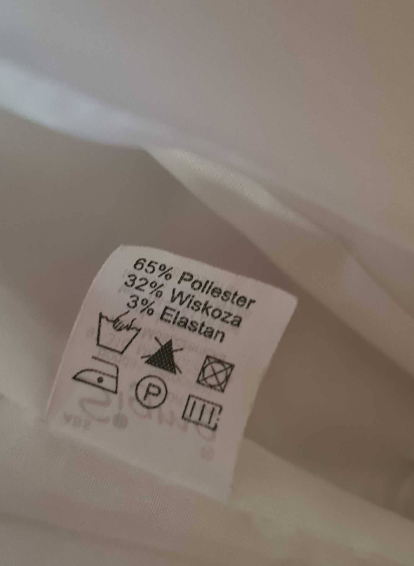 Nowy, błyszczący żakiecik/narzutka, ciepłe ecru, roz. 42, śliczny.