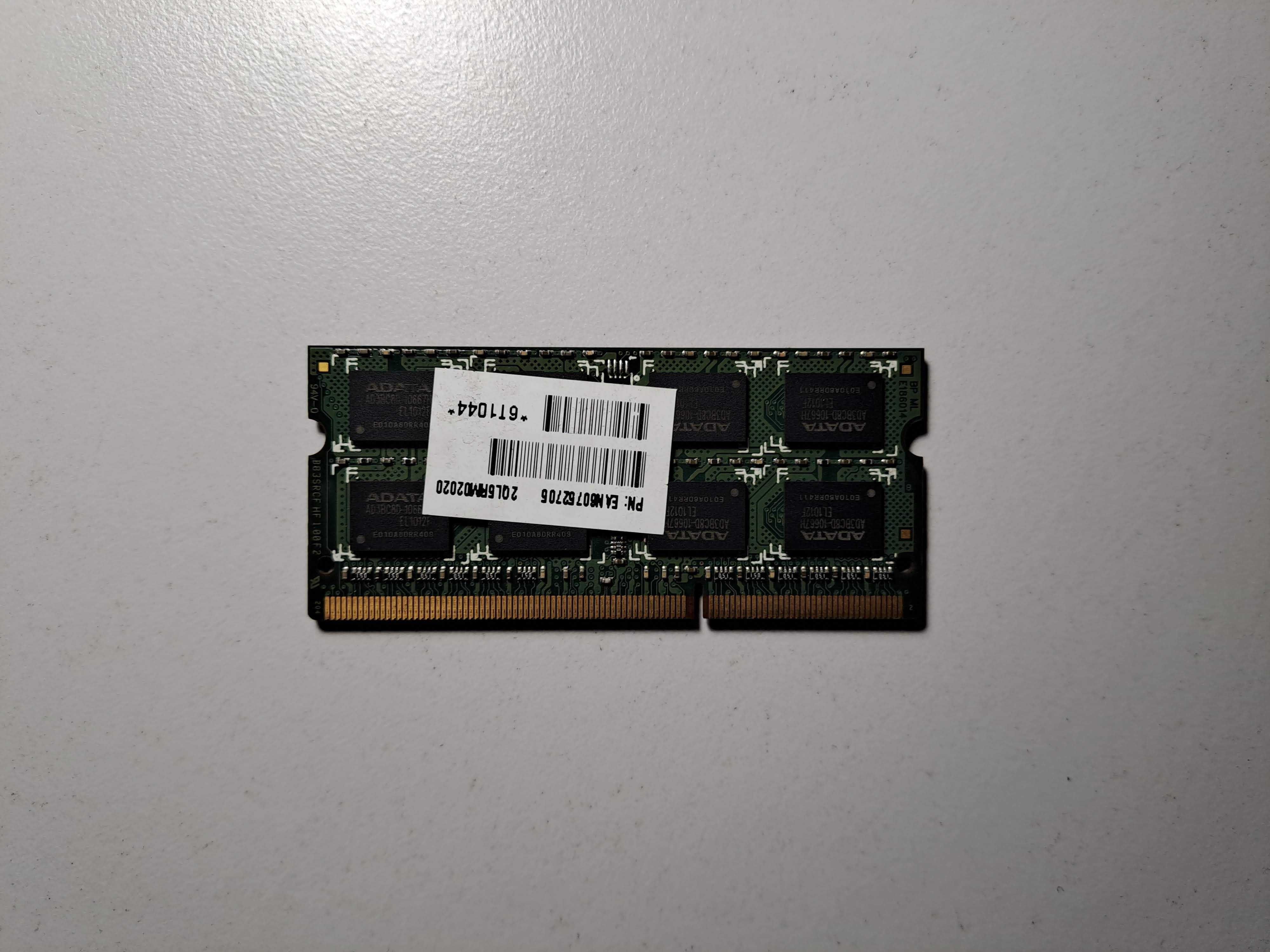 Pamięć ADATA DDR3 SODIMM (do laptopa) 2Gb PC3-8500
