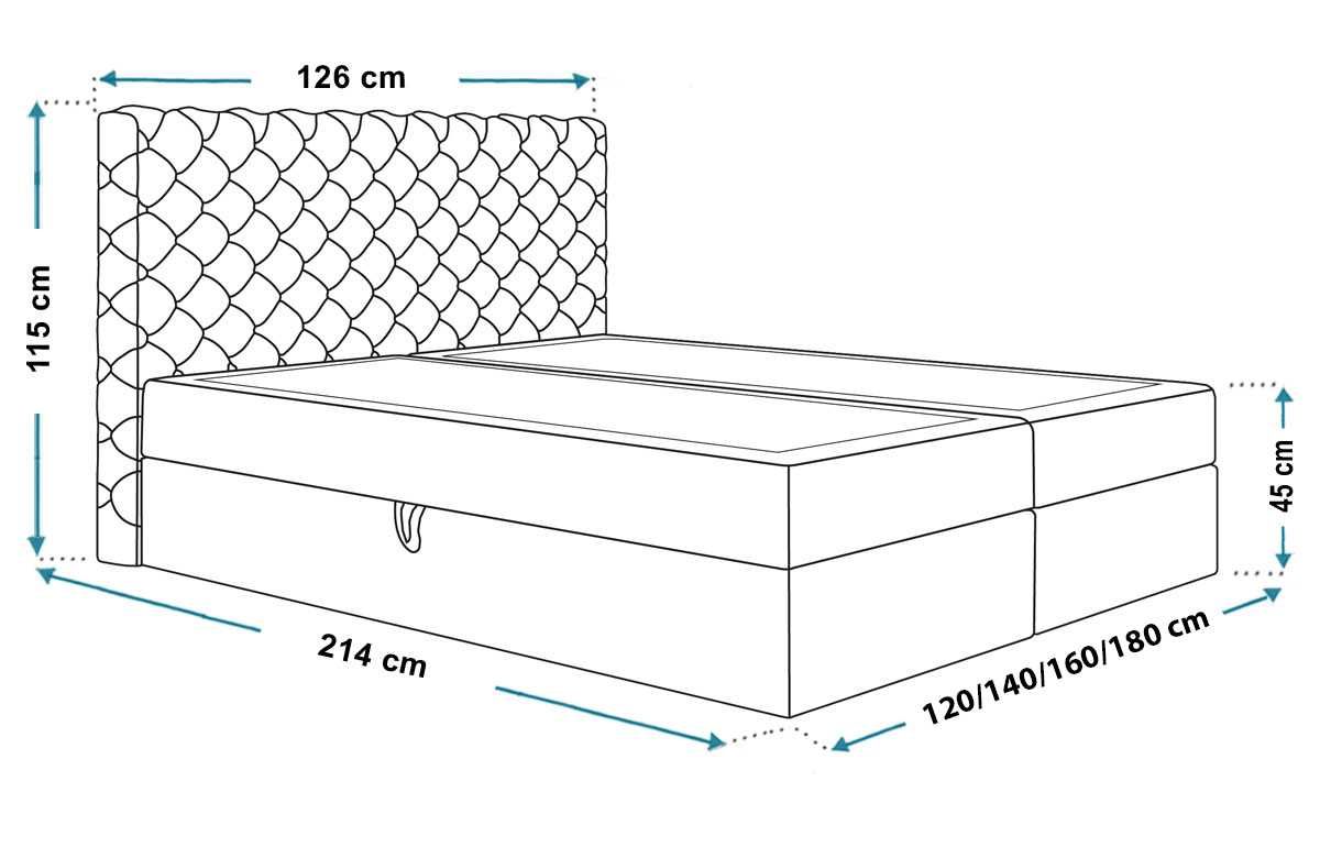 Łóżko kontynentalne BOX VIII 140 × 200 topper GRATIS!