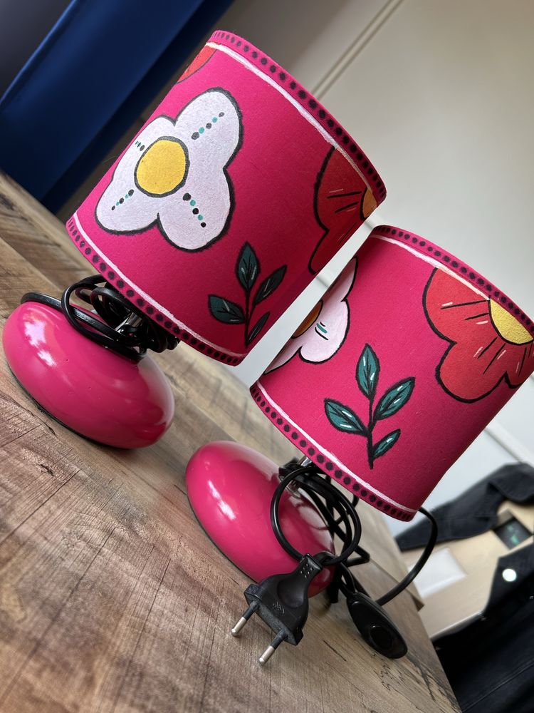 Retro Floral Vibes – Zestaw Lamp Nocnych w Stylu Vintage Handmade