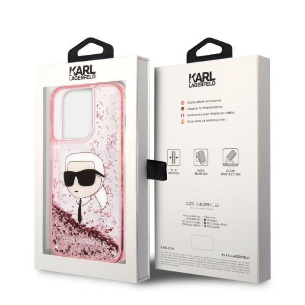 Etui na iPhone 14 Pro Max 6,7" Karl Lagerfeld Różowy z Glitterem