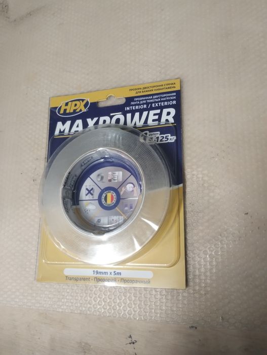 Прозрачная двусторонняя лента HPX MAXPOWER для экстремальных нагрузок