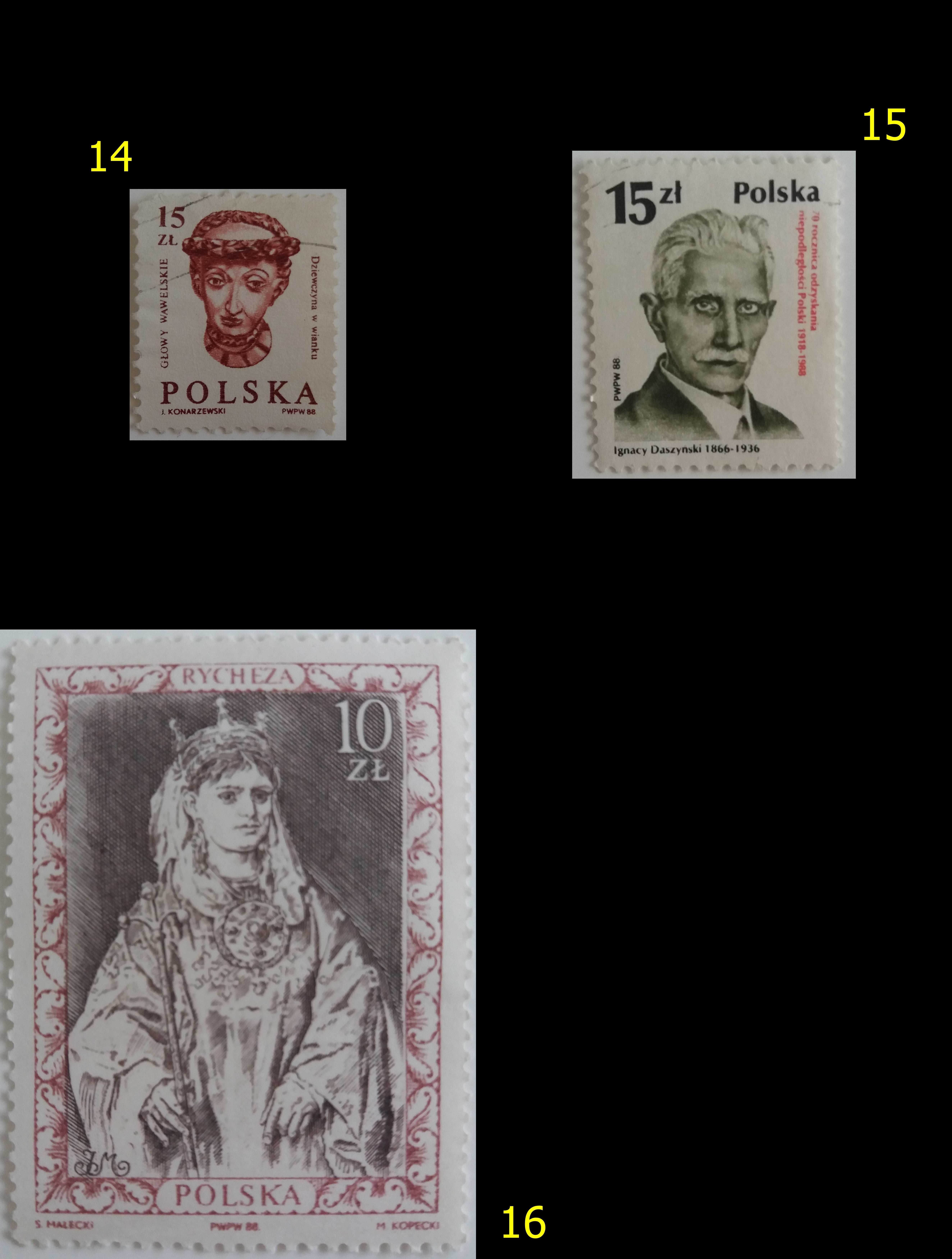 Znaczki pocztowe, Polska 1978-89, 17 sztuk