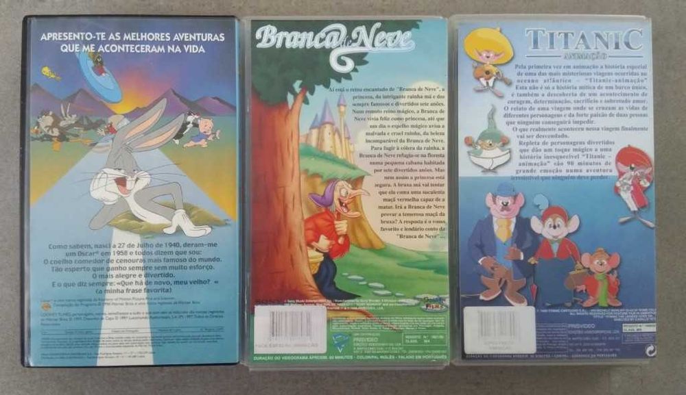 Conjunto Três Cassetes VHS – Desenhos Animados Clássicos