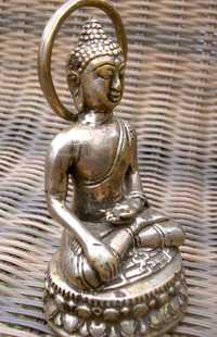 Budda Figurka stara unikalna mosiężna srebrzona