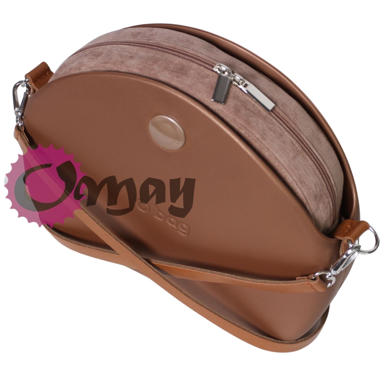 organizer OBAG MOON LIGHT welur karmelowy piasek 2kieszenie wkład OMAY