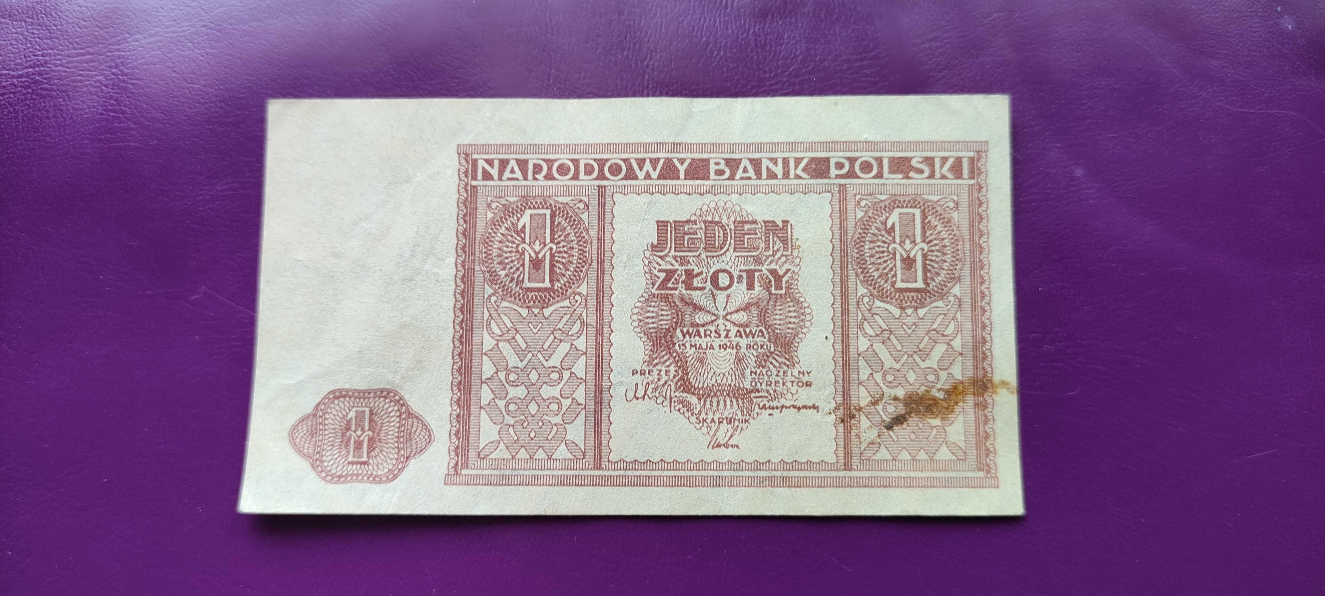 Banknot 1 złoty 1946 - bez nr. serii / Rzadkość / Okazja !