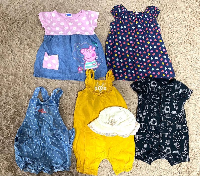 Літні речі на 9-12 місяців ромпер, плаття, туніка