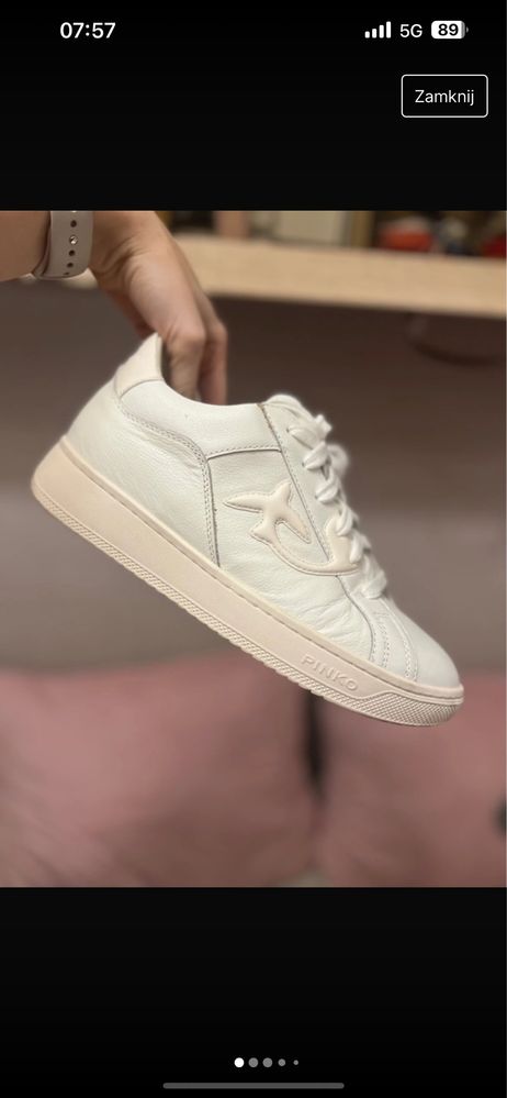 Buty sportowe Pinko sneakersy Liquirizia 38 białe skora naturalna