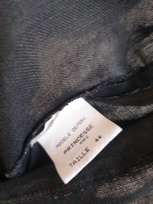 Czarna lniana sukienka Cinoche kopertowa midi francuska 100% len 38 40