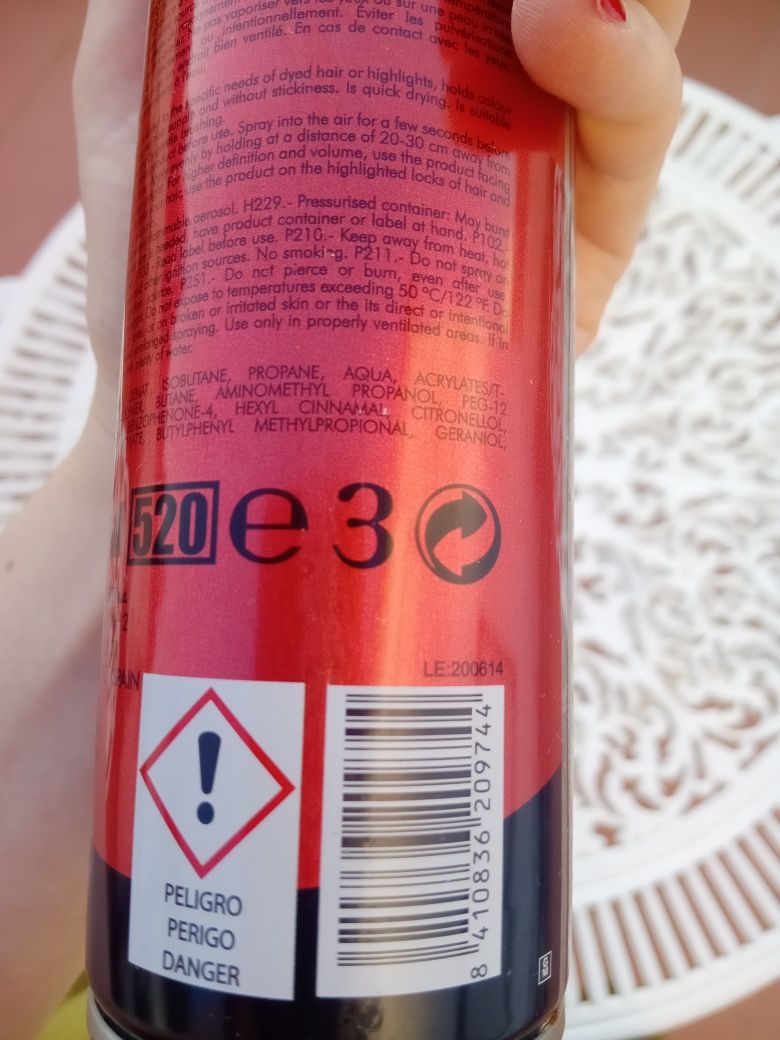 Laca spray fixação protetora para cabelos pintados, filtro UV, Elvira
