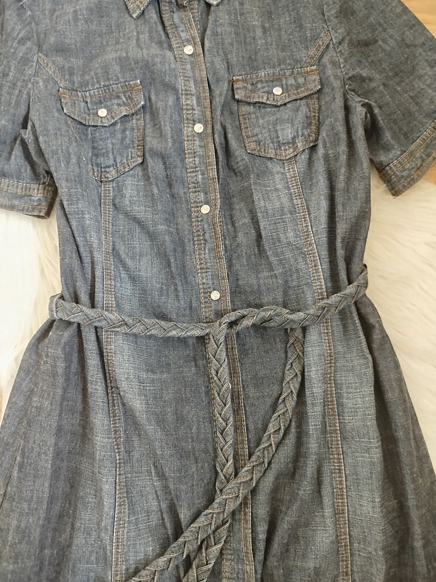 Victoria sukienka szmizjerka rozpinana granatowa dżinsowa jeans dress