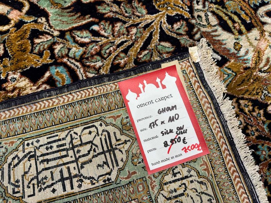 Jedwabny postaciowy dywan perski  GHOUM / GHOM 175x110 gal.40 tyś