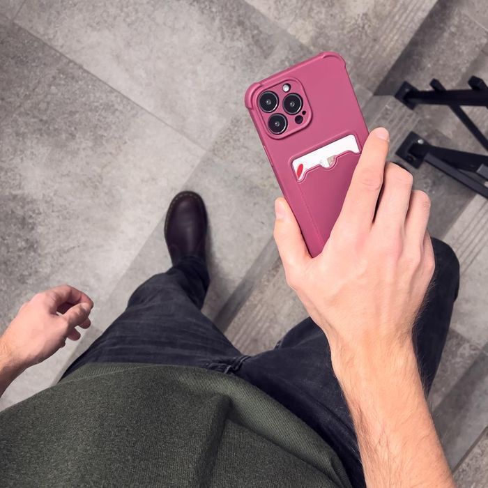 Etui Card Armor Case do iPhone 13 Mini - Różowy Siliconowy Portfel