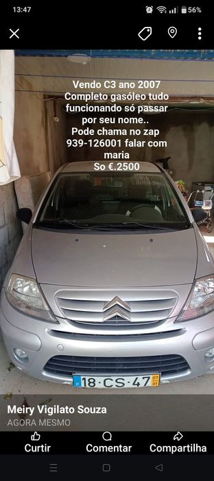 Vendo C3 comercial gasóleo tudo funcionando só para o nome. Ano 2007
