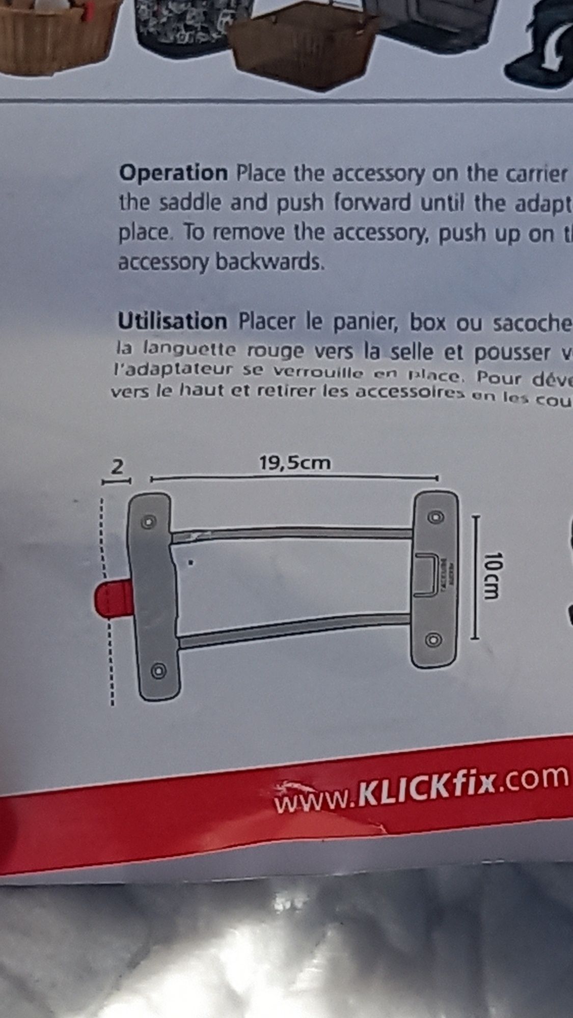 Używany adapter do bagażnika do roweru firmy klickfix