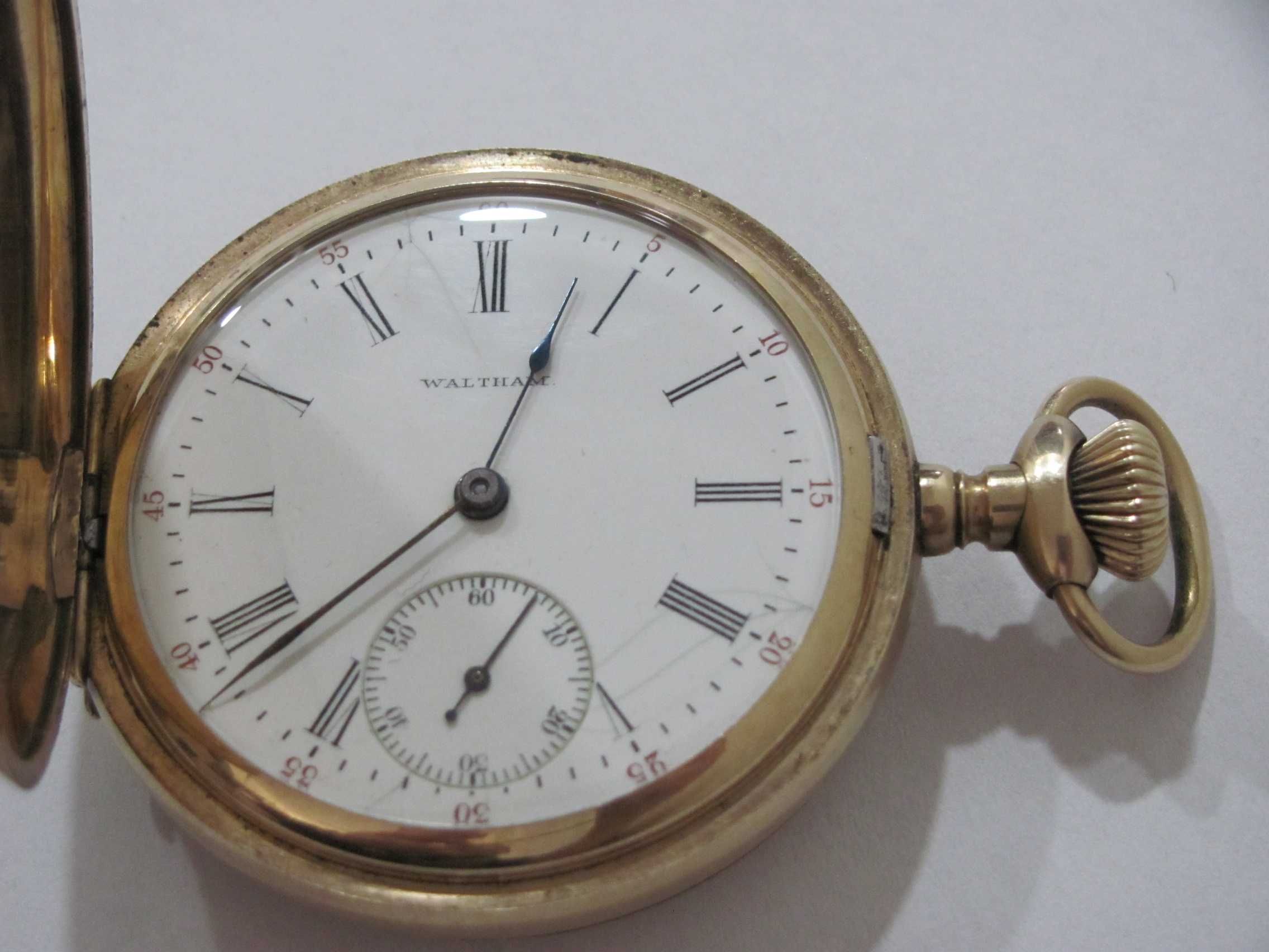 Złocony 130 Letni Duży zegarek Kieszonkowy 17J Waltham