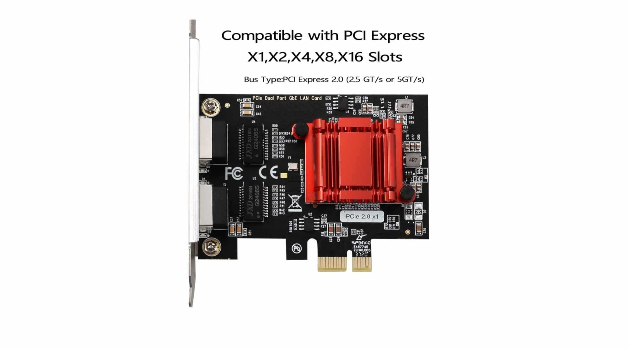 Dwuportowa karta sieciowa PCIe Gigabit Ethernet