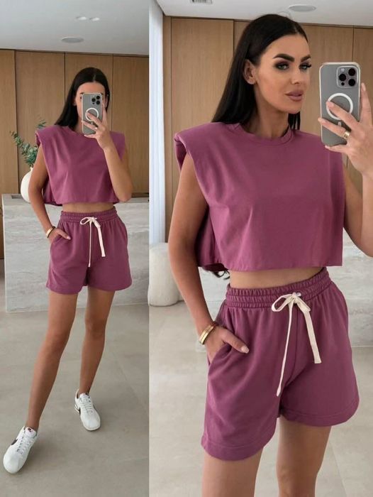 Komplet dresowy dres jagodowy lato Varlesca chicaca XS S M