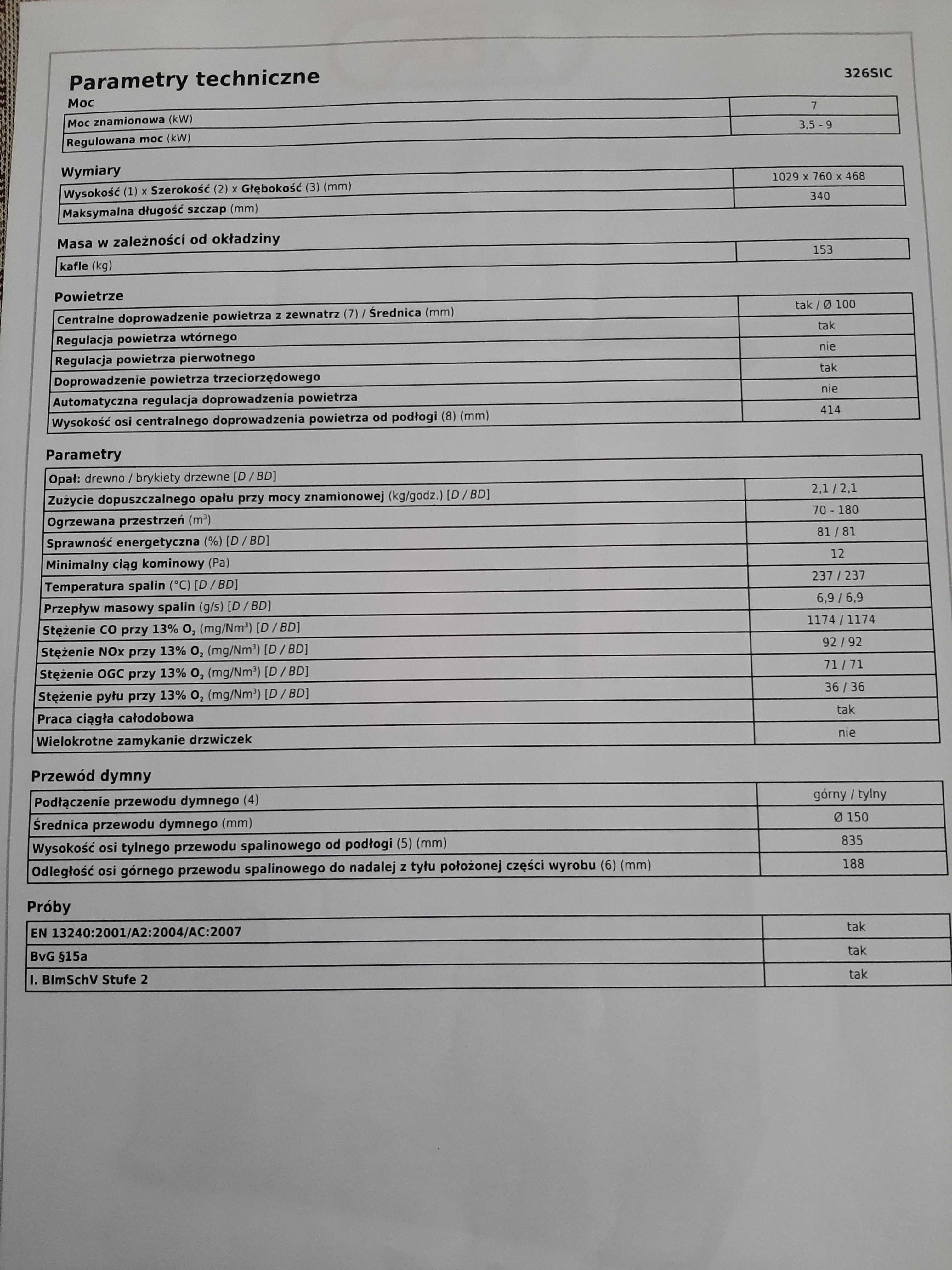 Piec kominkowy kaflowy ABX Sicilia 7kW+komin izolowany 3,5 m wysokośći