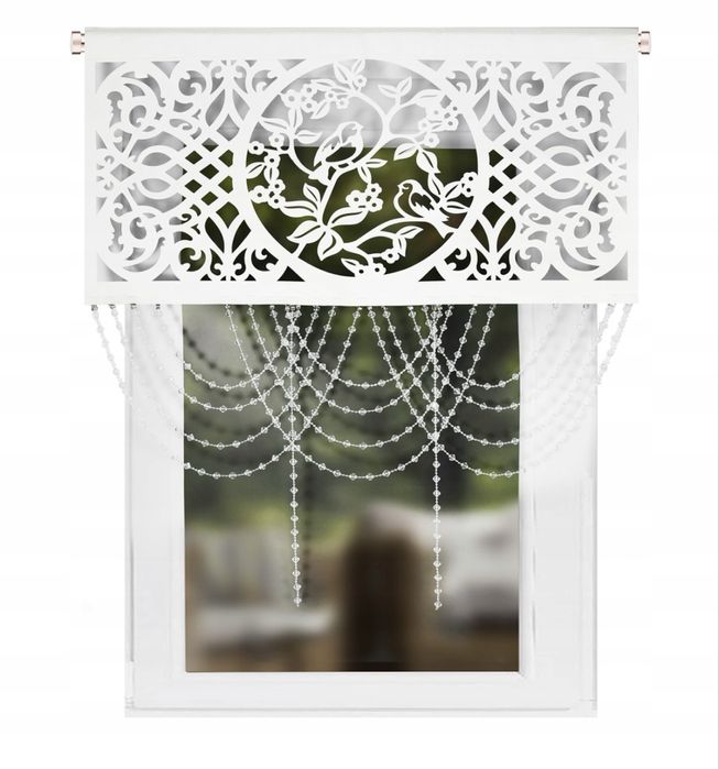 Panel Ażurowy Filc Dekoracyjny z Koralikami Firanka Gotowa 90x100 cm