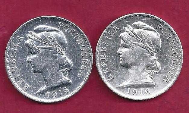 REPUBLICA  1 Escudo   1915  e  1916  Prata  Belas