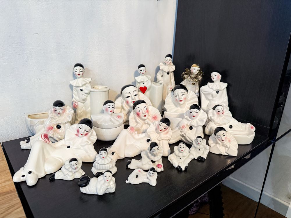 Pierrot, Arlekin figurki ceramiczne - 22 sztuki!