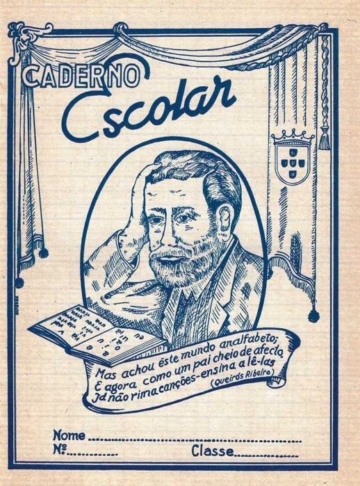 4 Cadernos escolares antigos - anos 60 - Queirós Ribeiro