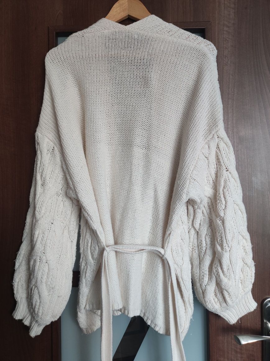 Kremowy ciepły sweter damski kardigan Primark L XL