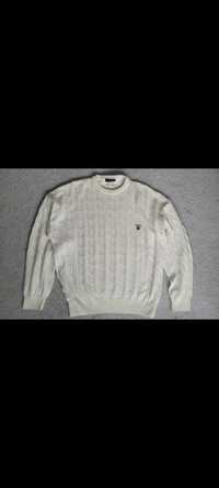 Sweter meski GANT pleciony L XL oryginał beżowy jasny krem