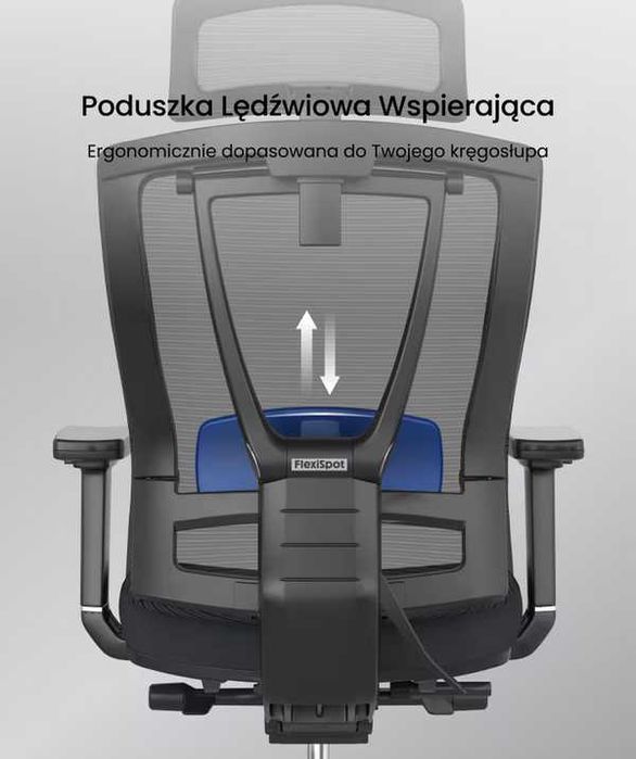 Krzesło z Wieloma Regulacjami i Dzielonym Podparciem Lędźwiowym c7