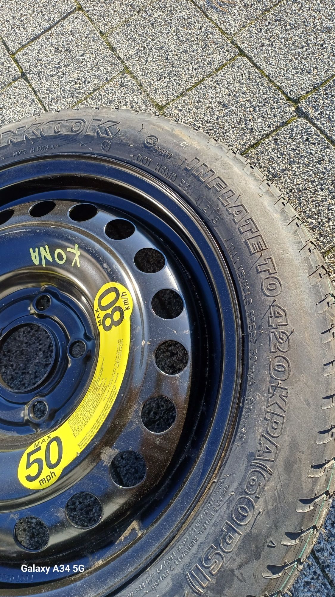 Koło dojazdowe zapasowe kia Niro hyundai Kona