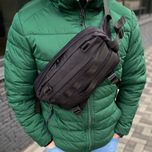 Черная тактическая сумка на грудь на пояс вместительная  бананка