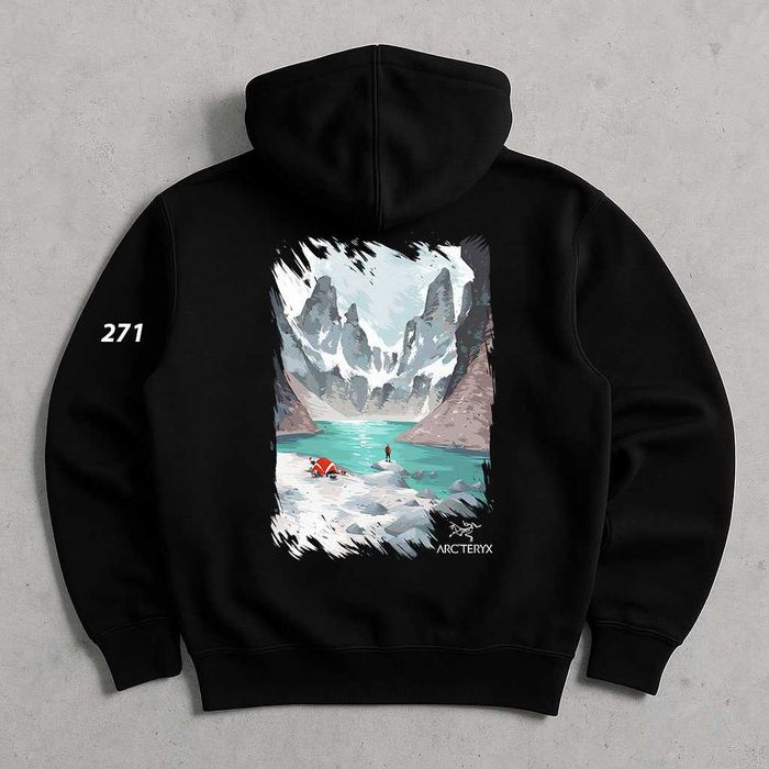 Биг Лого Принт • Arcteyx Худи Черное • GorpCore • Артерикс Кофта Чорна