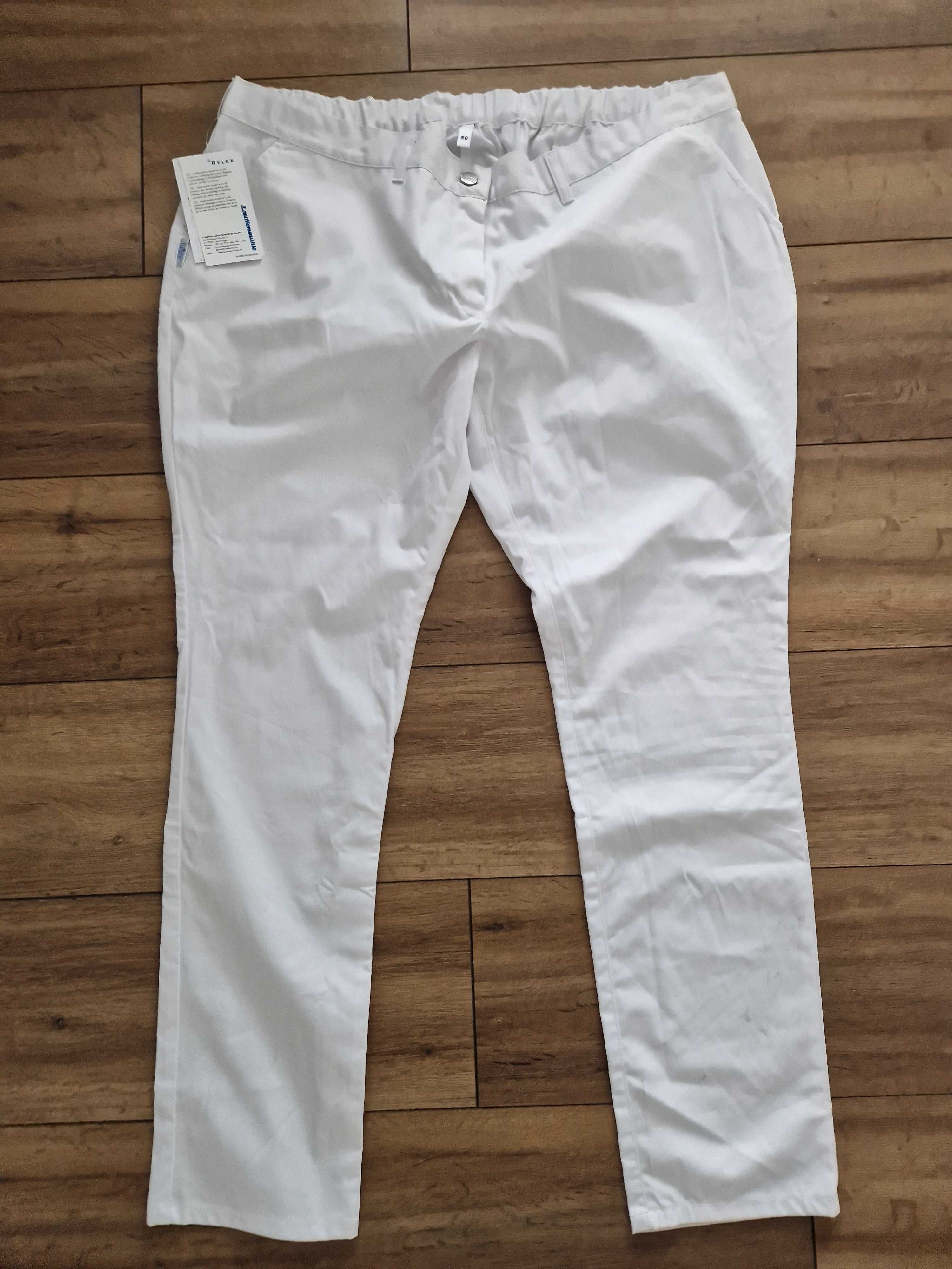 Białe spodnie plus size rozmiar 50 5XL