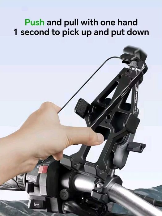 Uchwyt motocyklowy aluminium z tłumikiem drgań FANAUE na telefon