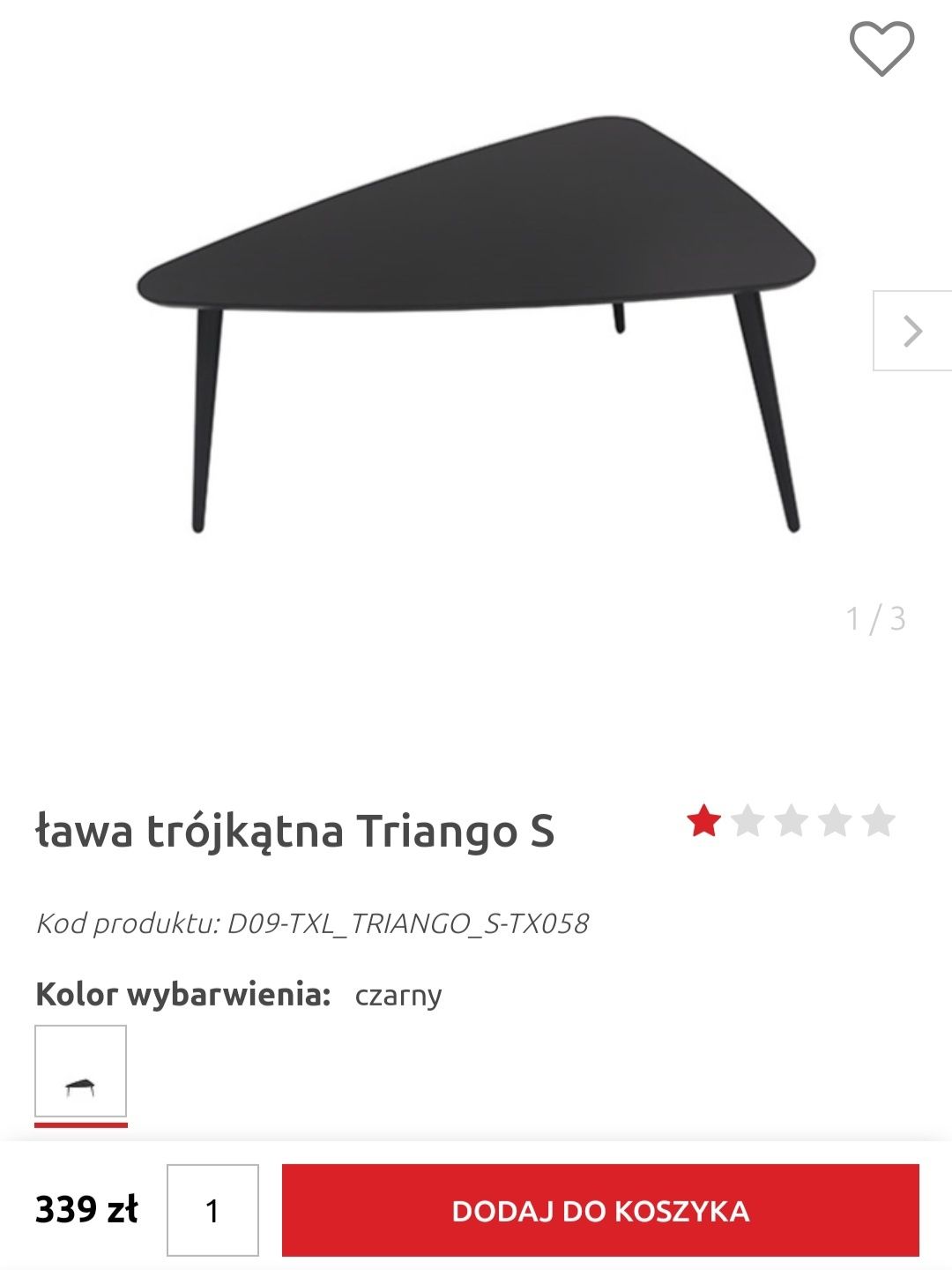 ława/stolik trójkątna Triango S BRW