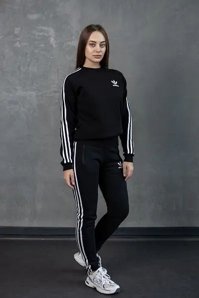 Парний костюм adidas світшот штани чорний червоний унісекс family look